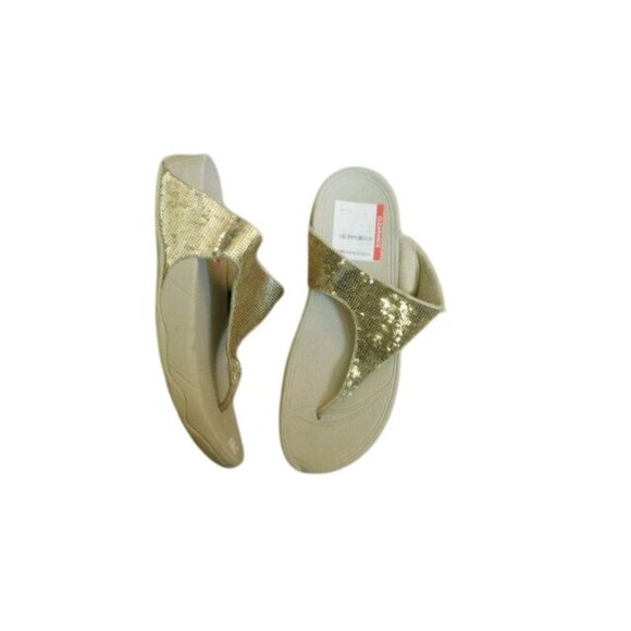Fit Flop Fitflop Size 9 Gold Sequin Sandals NEW - Picture 1 of 4